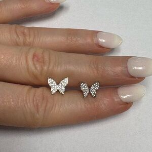 Suzy Levian Sterling Silver White CZ Petite Butterfly Earrings NWT